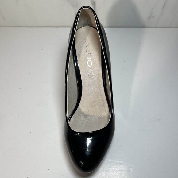 Aldo Pump Heels Womens Size 6.5 Black Platform Stiletto Patent Leather - Picture 9 of 10